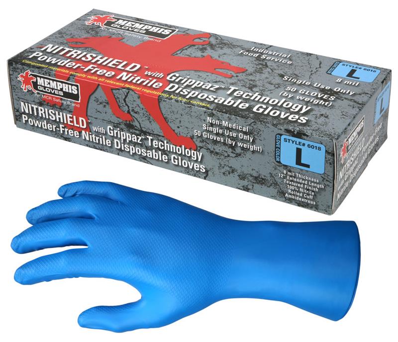 mcr safety 6018 nitrishield with grippaz technology blue nitrile ...