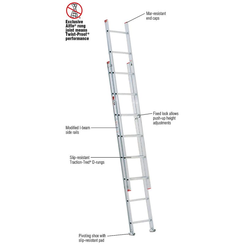 D716-2 Werner Co. 16' Type III Aluminum D-Rung Extension Ladder ...